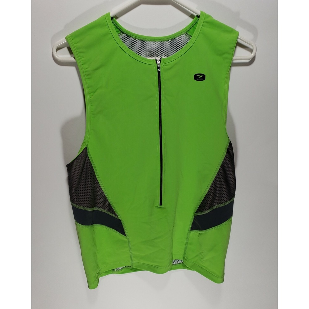 Womens Sugoi Lime Green Sleeveless Cycling Zip Up‎ Jersey Size XL